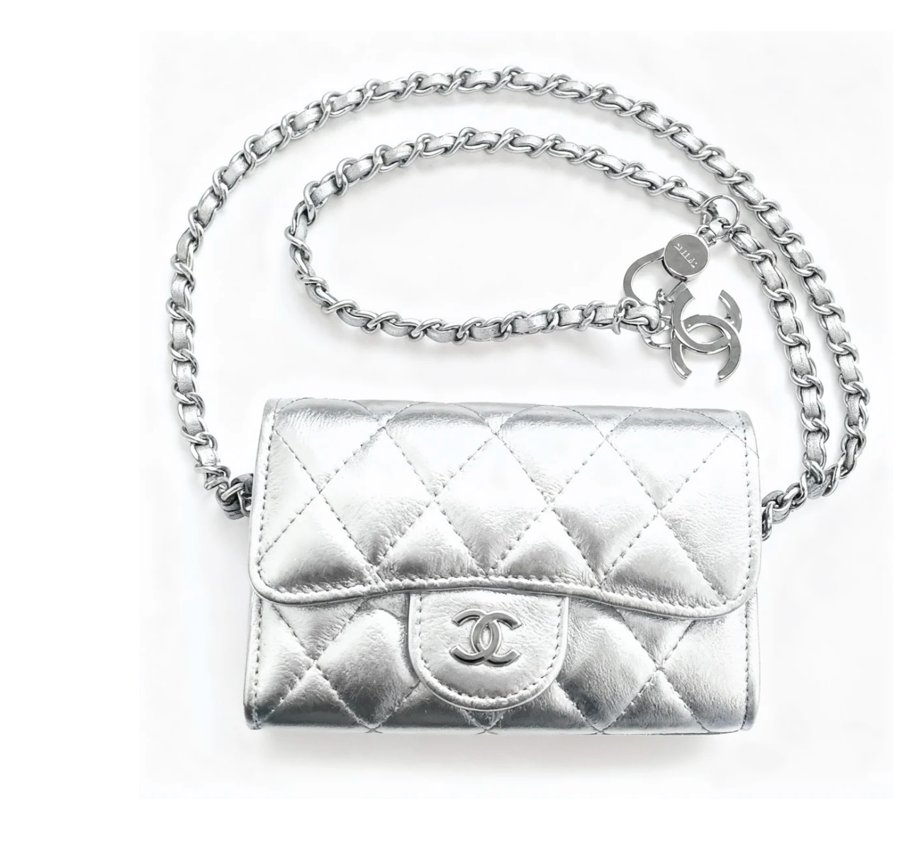 Mini sac CC en cuir blanc